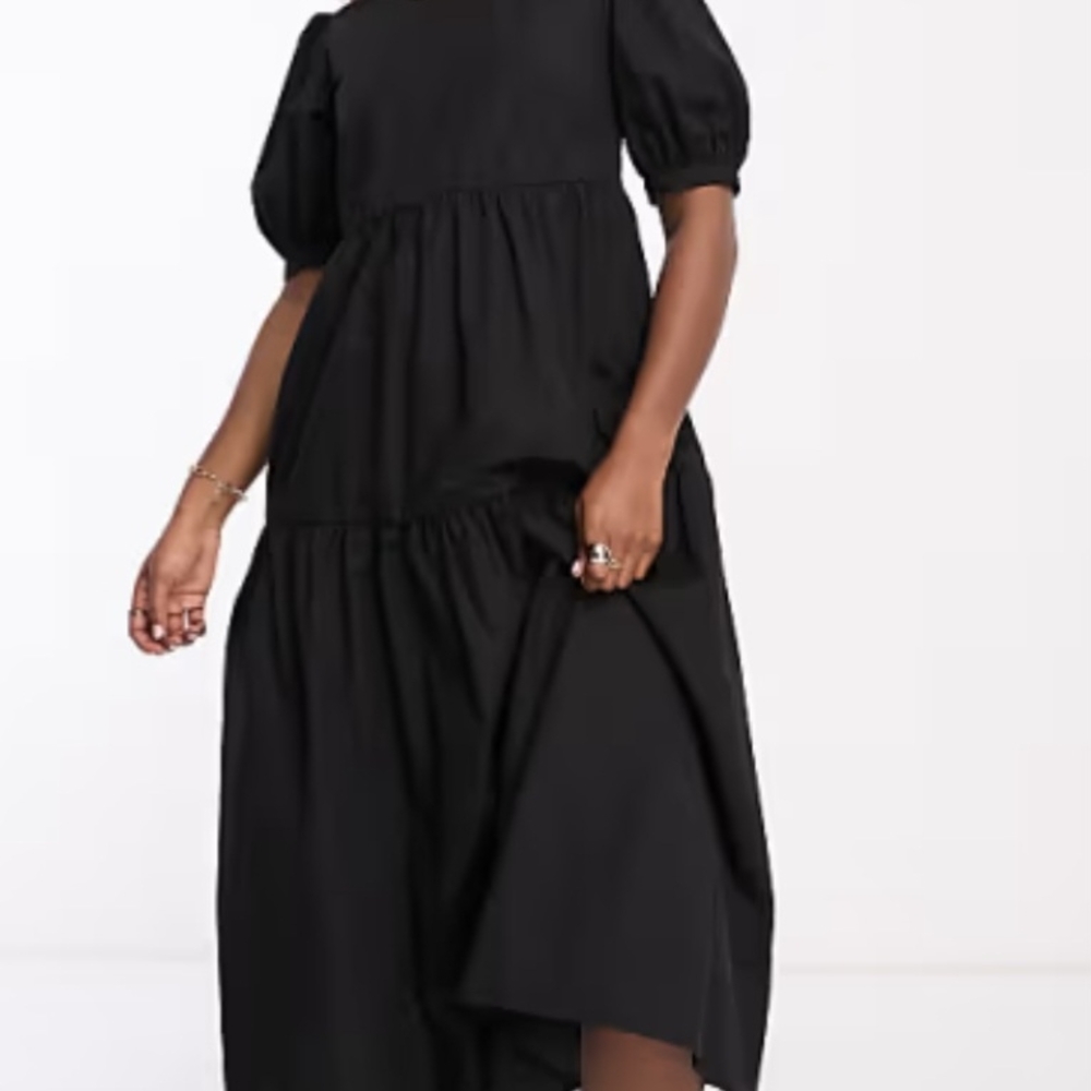 Zara Black Ruffled Tiered Cocktail Dress
